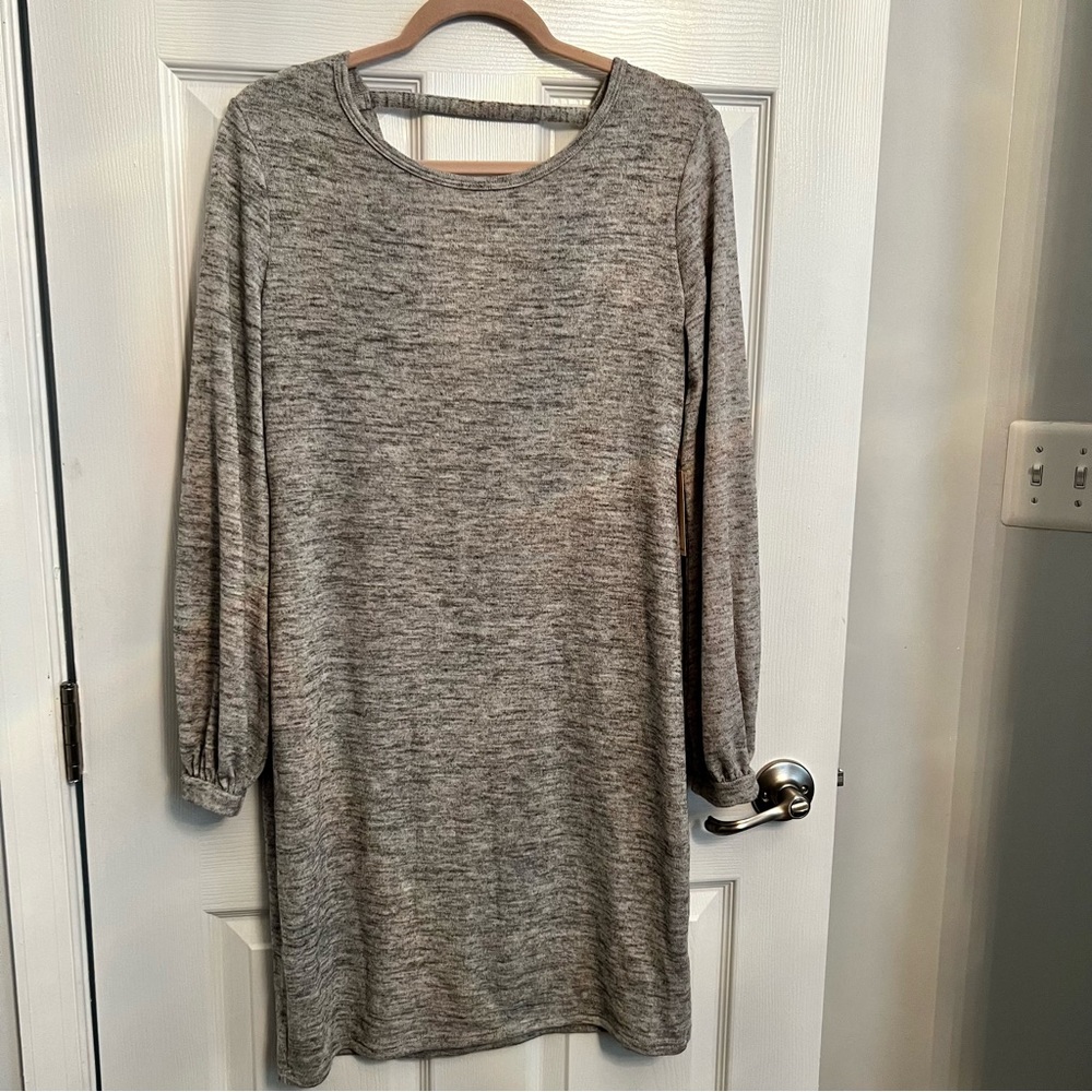 NWT Heather gray sweater dress with open back detail